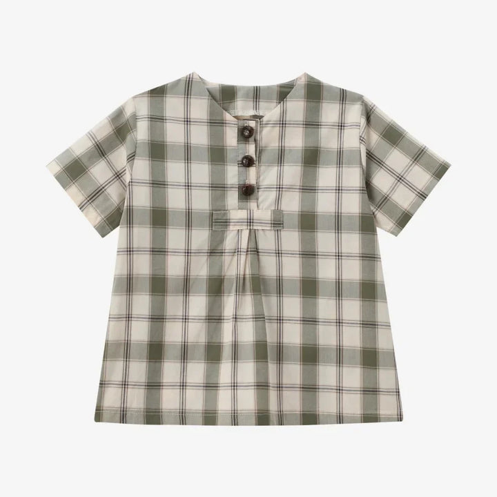 Soft Unisex Kids’ Matching Outfits – Plaid Grid, Floral, 100% Cotton, Summer Casual Wear