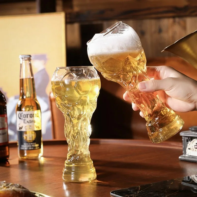 Beer Glass Cup Soccer Themed Premium Trophy Style For Man Cave Decor Fall 2026 Gift For Football Fans