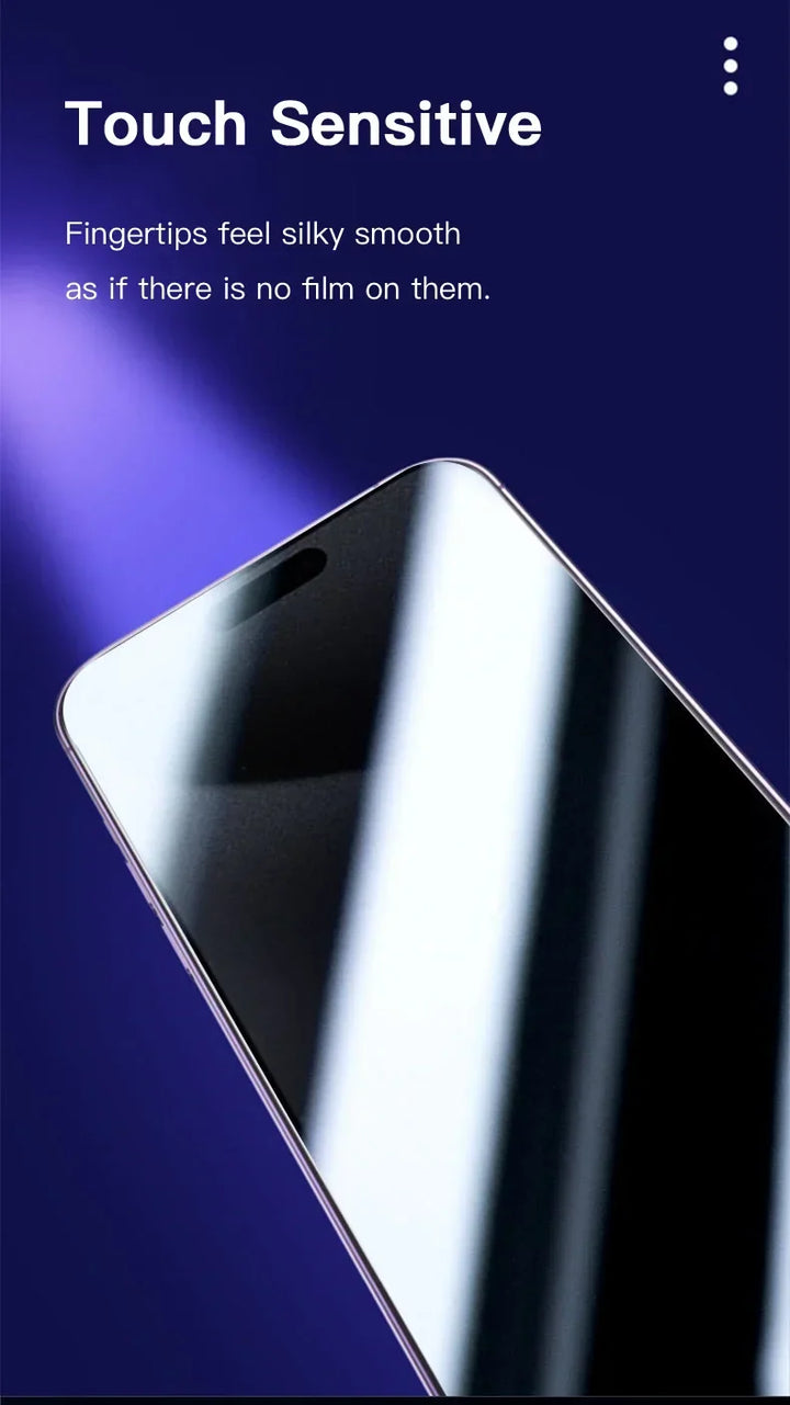 Privacy Tempered Glass Screen Protector for iPhone 16 15 14 13 12 - Anti-Spy Auto-Dust Removal Shield
