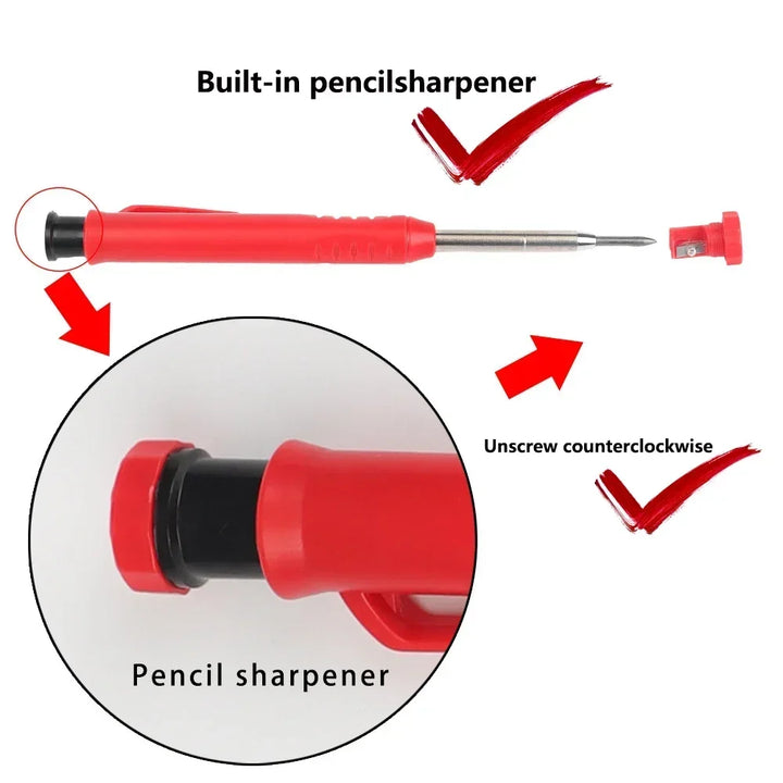 Professional Carpenter Pencil Metal Long Head Deep Hole Marker Tool for Woodworking
