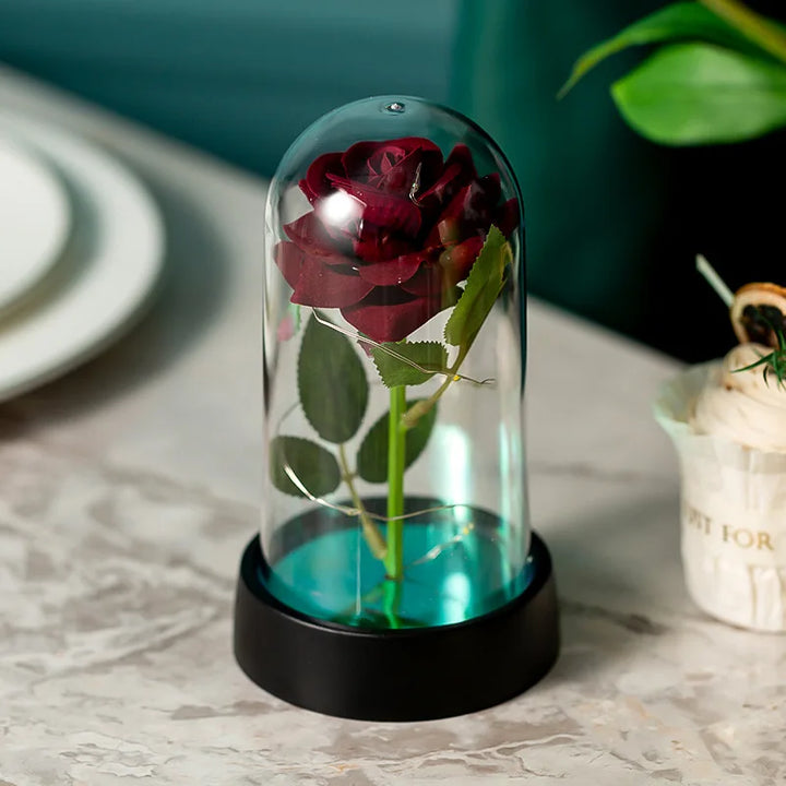 LED Rose Glass Cover Ornament - Romantic Valentine&
