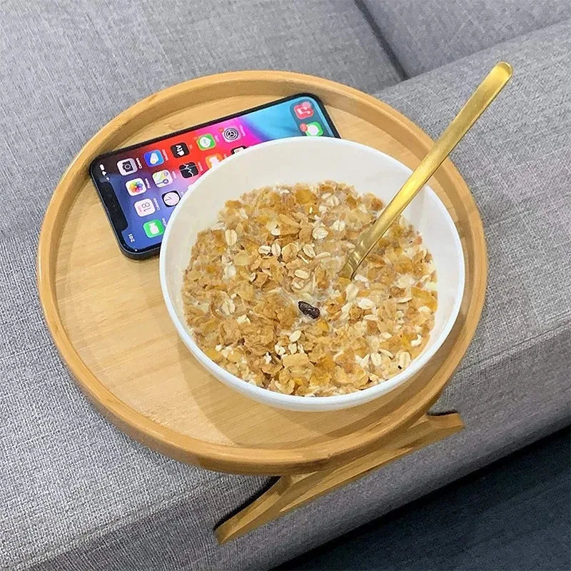 Bamboo Sofa Arm Tray Portable Couch Armrest Snack Holder