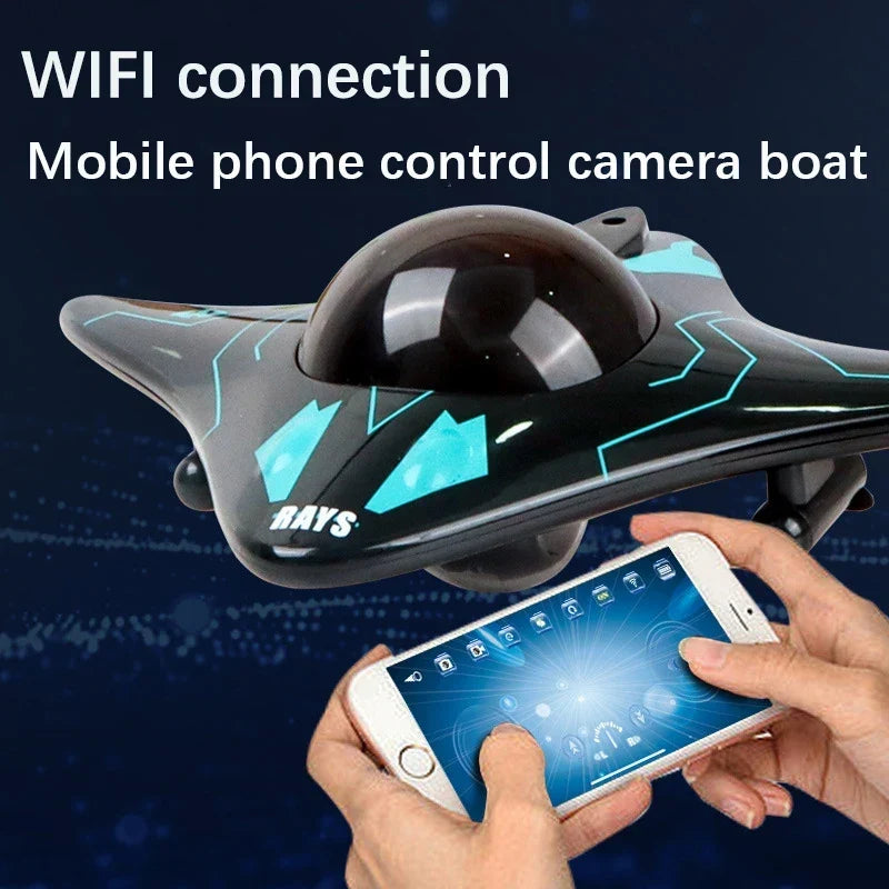 WiFi Mini RC Speedboat with Underwater Camera - Real-Time Transmission, 15m Range, Perfect for Kids&