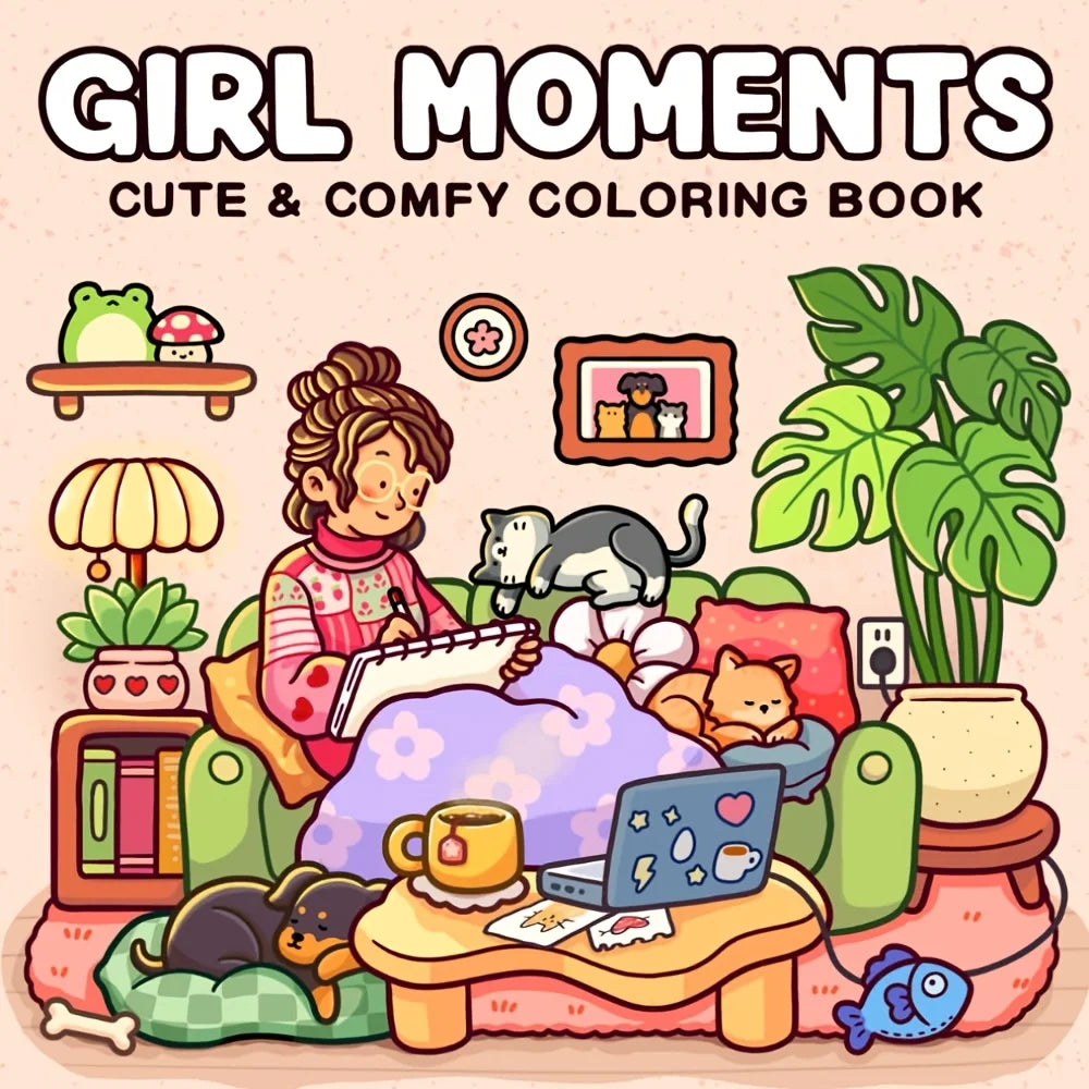 colouring Book For Adults And Teens Cozy Warm Space Theme Fall 2025 Relaxation Gift For Solo Leisure