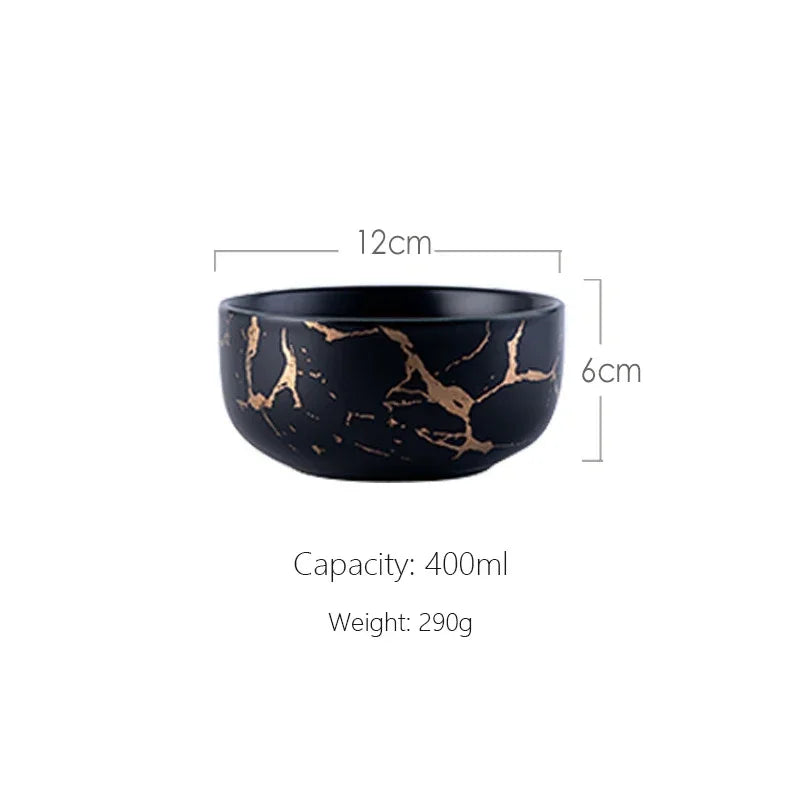 Marble Ceramic Bowl Set Nordic Tableware Minimalist