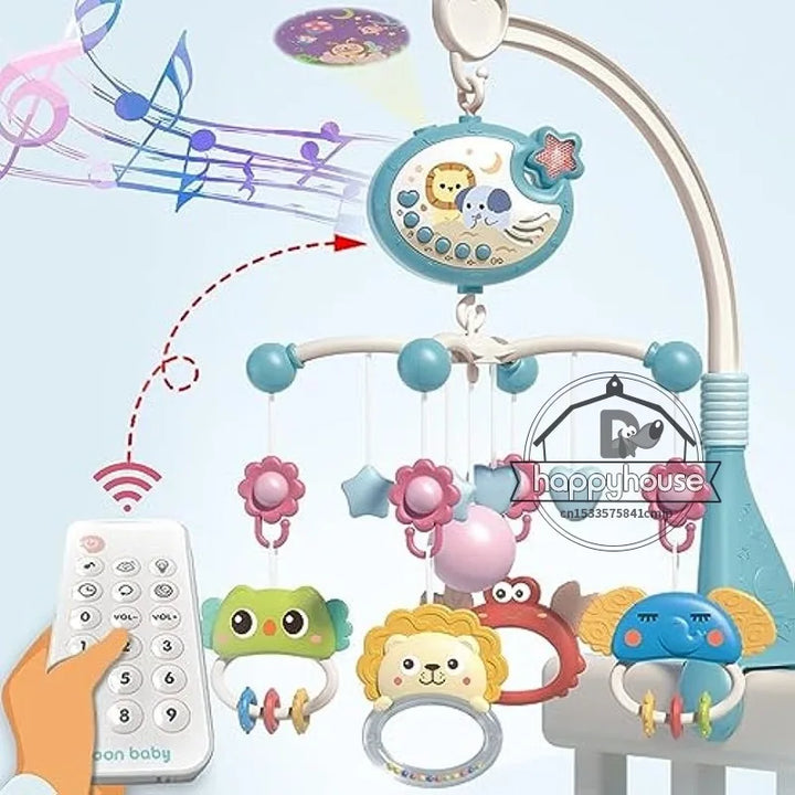 Crib Mobile Remote Music Light Newborn Sensory Toys