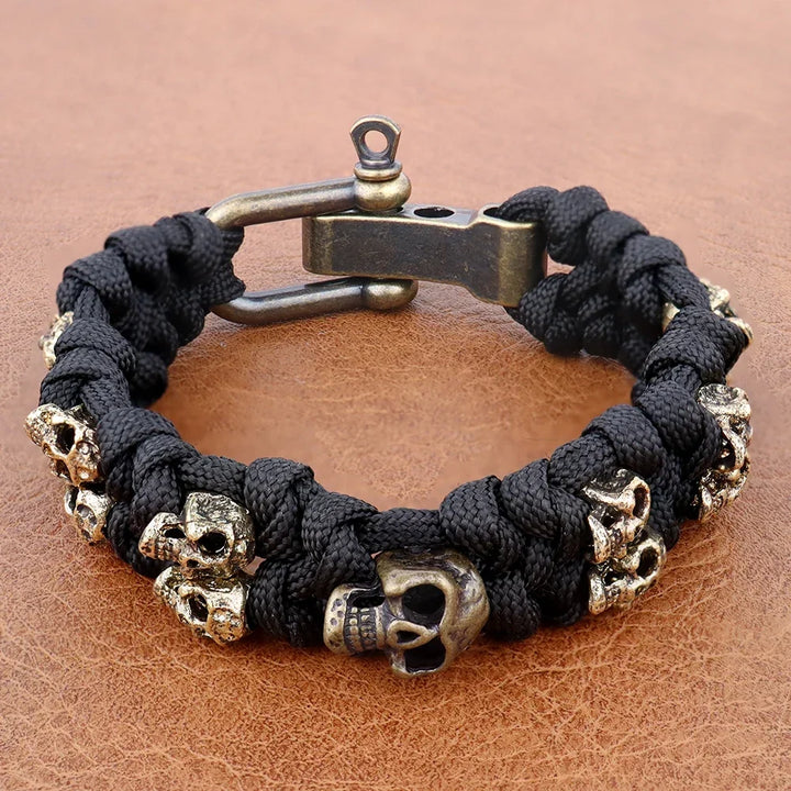 Skull Paracord Bracelet Gothic Wristband Halloween 2026 Gift Idea Adjustable Braided jewelry