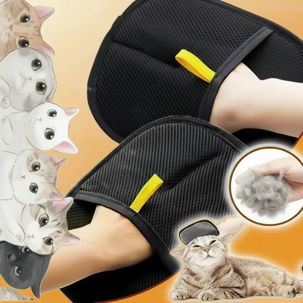 Double-Sided Pet Grooming Glove – Removes Hair from Furniture and Coat, Cats and Dogs