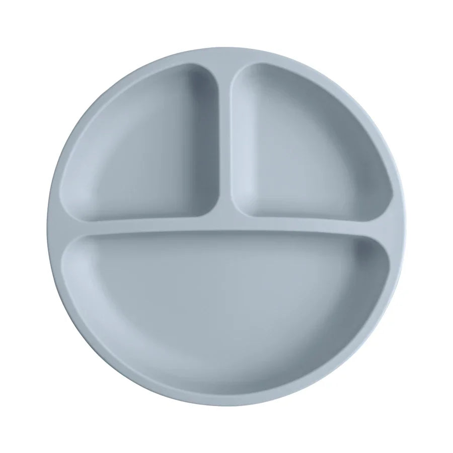 Silicone Baby Dining Plate with Suction Base, BPA Free Toddler Tableware, 8-Inch Divided Feeding Dish