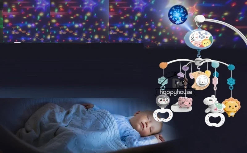 Crib Mobile Remote Music Light Newborn Sensory Toys