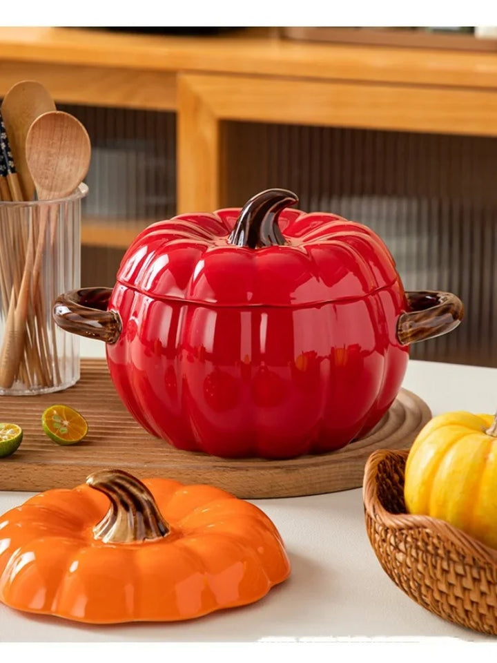 Pumpkin Soup Pot 1.4L Ceramic Bowl With Lid Halloween