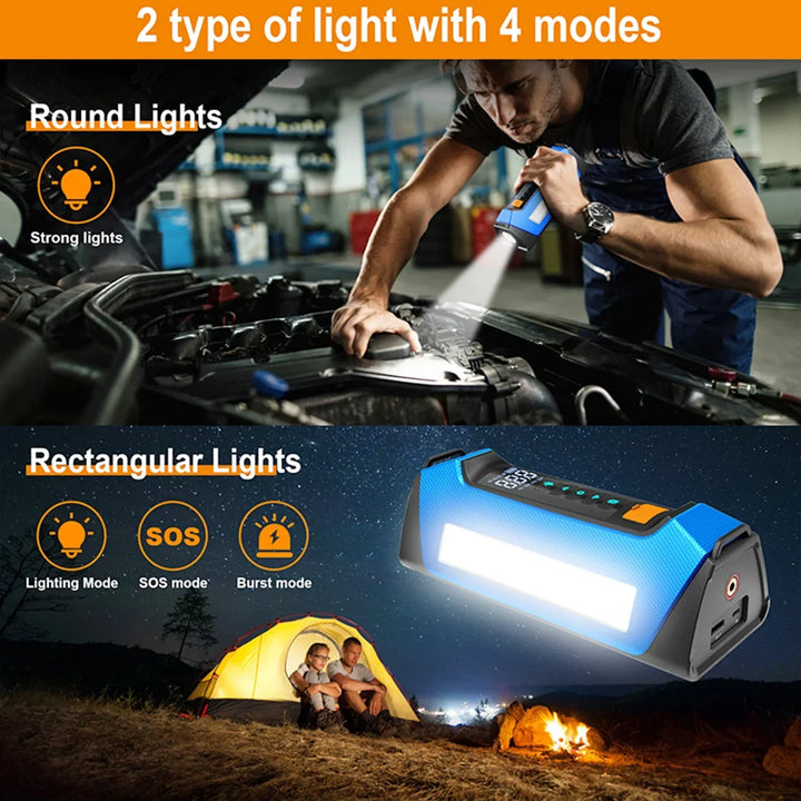 Car Jump Starter Portable Power Bank 12V With Air Compressor 6000A Peak Emergency Start 180 PSI Fall 2025
