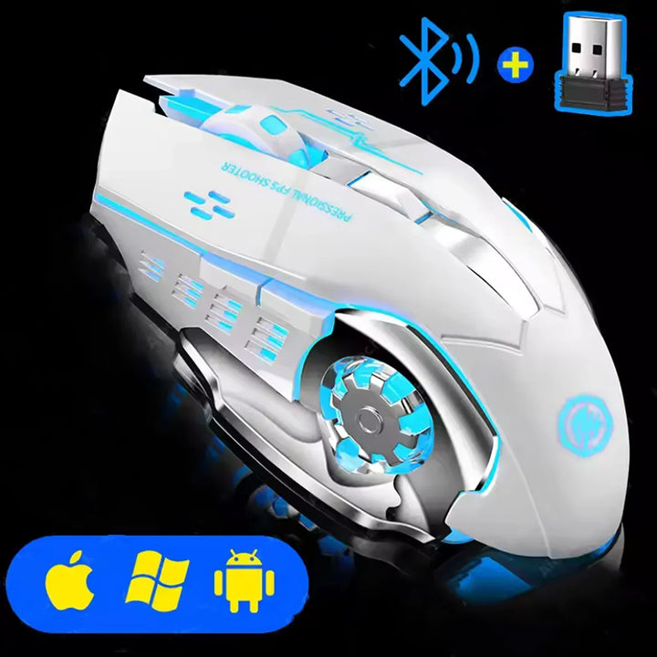 Wireless Rechargeable Gaming Mouse Bluetooth Silent Backlit