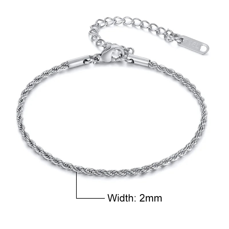 Stainless Steel Rope Chain Bracelet Twisted Singapore