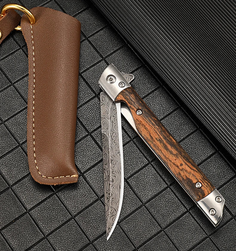 Damascus Pattern Folding Pocket Knife Stainless Steel – Outdoor Camping Multi-Purpose EDC 2026