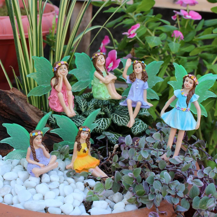 Fairy Garden Figurines 6pc Set Pot Bonsai Micro Landscape Decor Fairy Tale World Scene Summer 2026 Gift