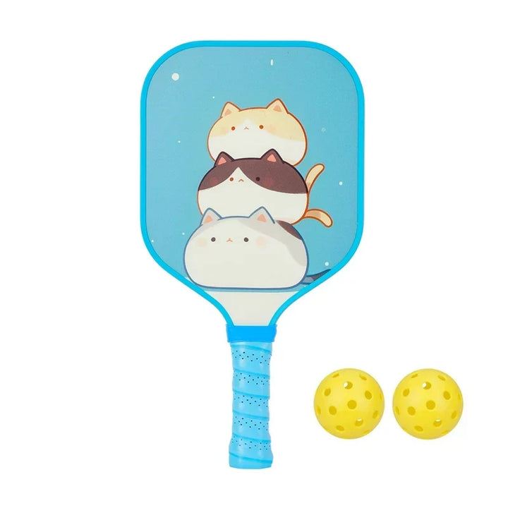Lightweight Kids Pickleball Paddles Set with Small Grip, Honeycomb Core, Fiberglass, Ages 6-12, Includes 2 Paddles and 2 Balls