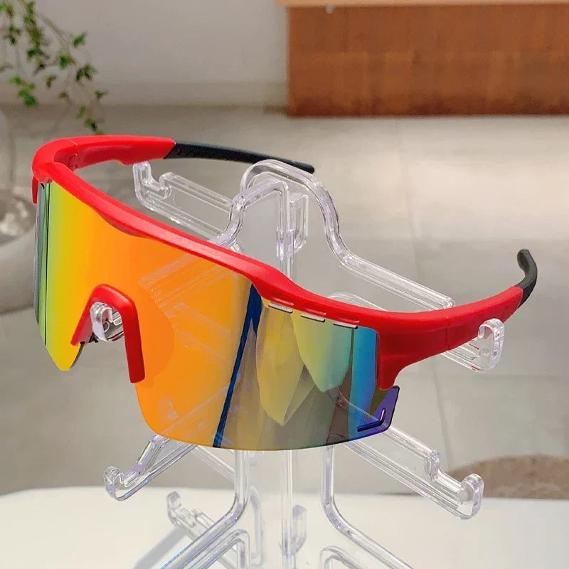 Oversized Sports Sunglasses Men, 2025 Punk Mirror Anti-UV Riding Shades
