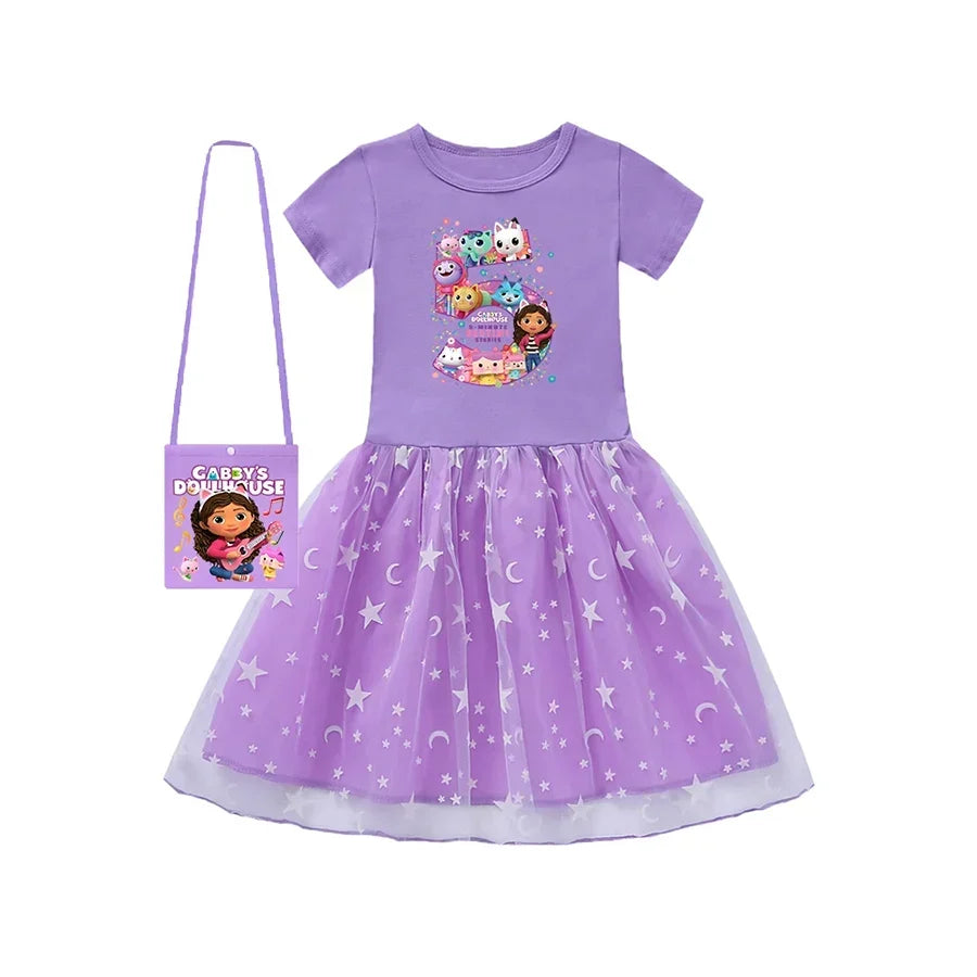 Lightweight Girls’ Dress – Princess-Style, Flowy, Mid-Calf Length, Cotton, For Party Wear