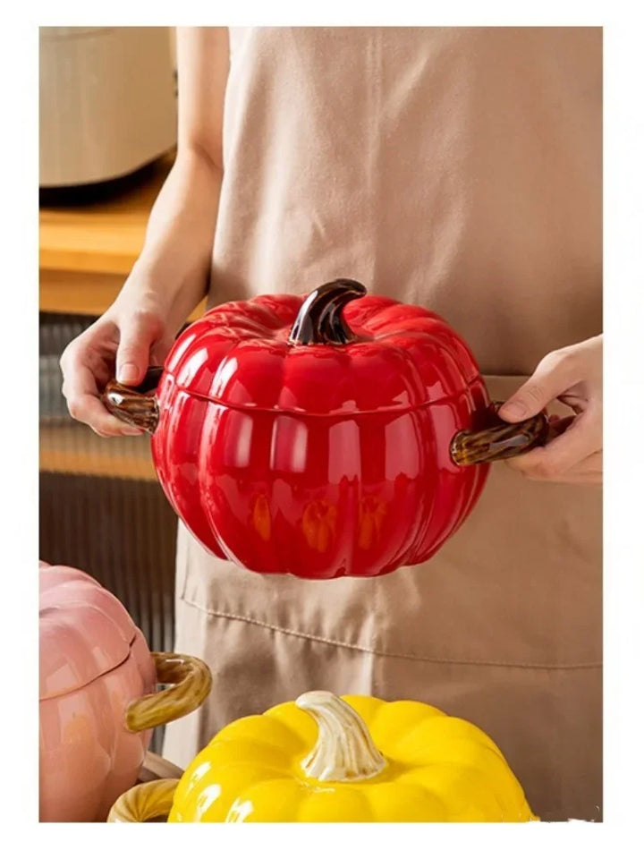 Ceramic Soup Pot Pumpkin Lid Porcelain Large Fall 2025