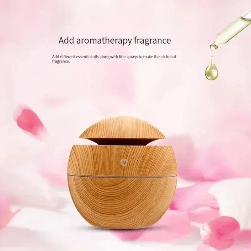 USB Ultrasonic Cool Mist Sprayer Aroma Diffuser Mini Wood Grain Humidifier for Home Use