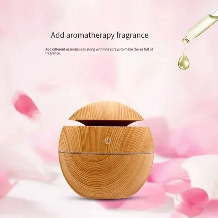 USB Ultrasonic Cool Mist Sprayer Aroma Diffuser Mini Wood Grain Humidifier for Home Use