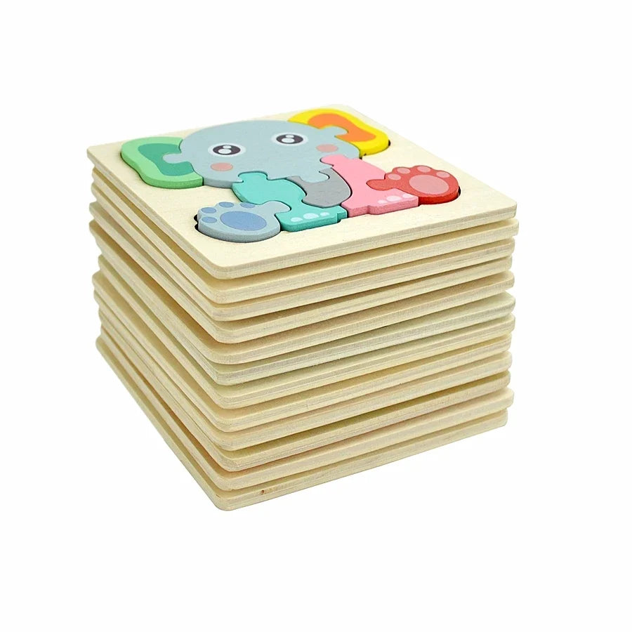 3D Wooden Animal and Vehicle Puzzle for Kids, Educational Montessori Toy for Cognitive Development and Fine Motor Skills