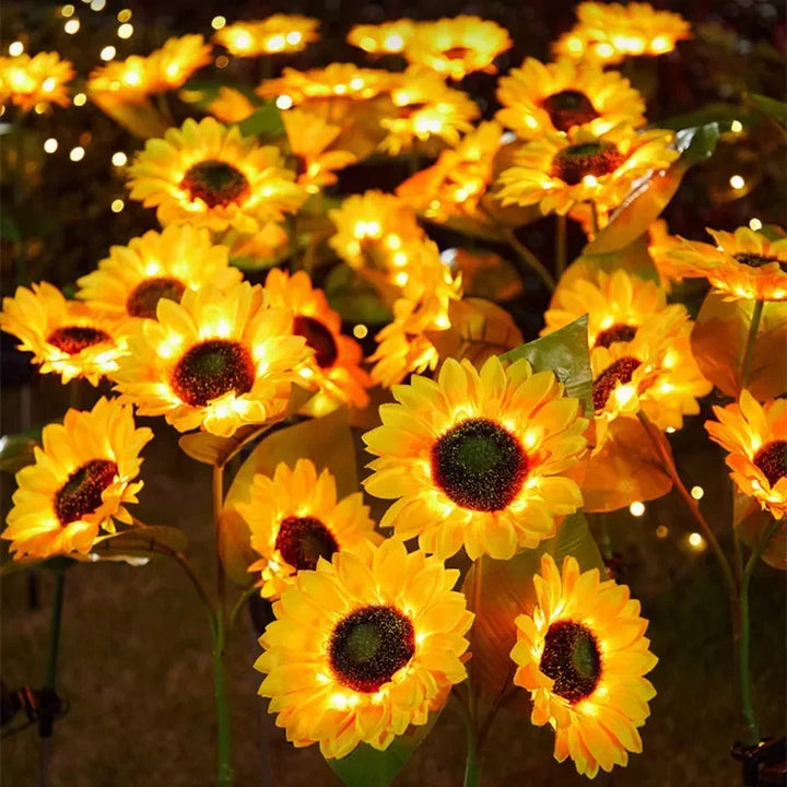 Solar Sunflower Lights 3 Head Garden Stake Outdoor LED Landscape Lights Waterproof Patio Yard Decor Summer 2026