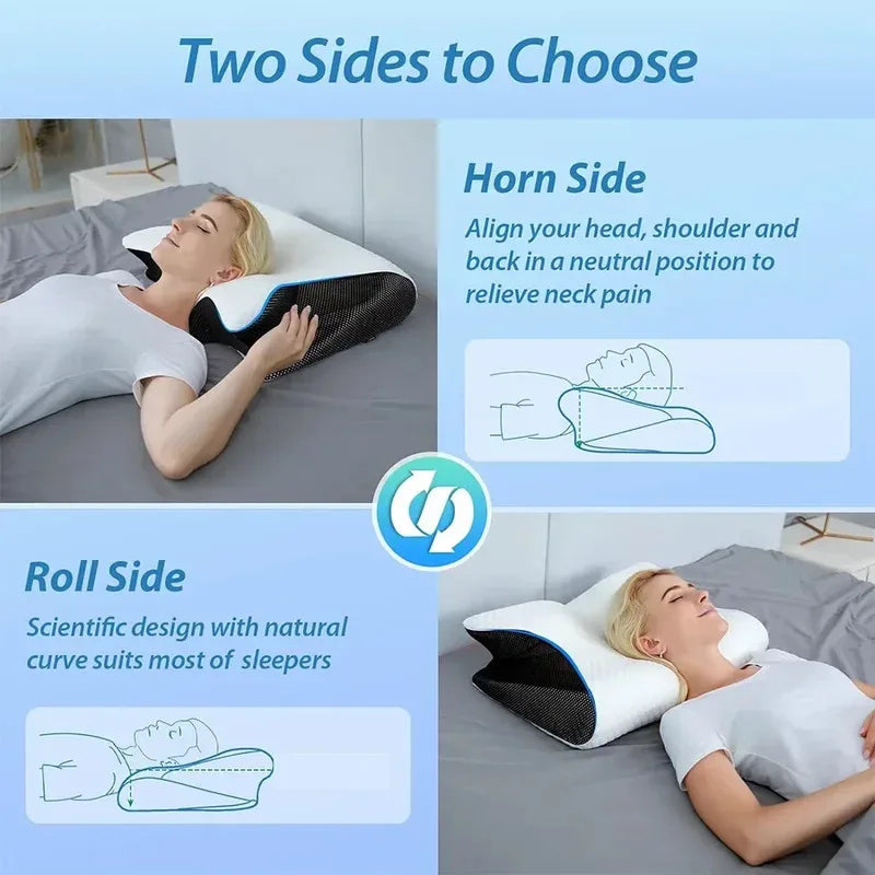 Memory Foam Cervical Neck Pillow Orthopedic Slow Rebound Support for Sleep &amp; Relaxation