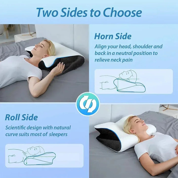 Memory Foam Cervical Neck Pillow Orthopedic Slow Rebound Support for Sleep &amp; Relaxation