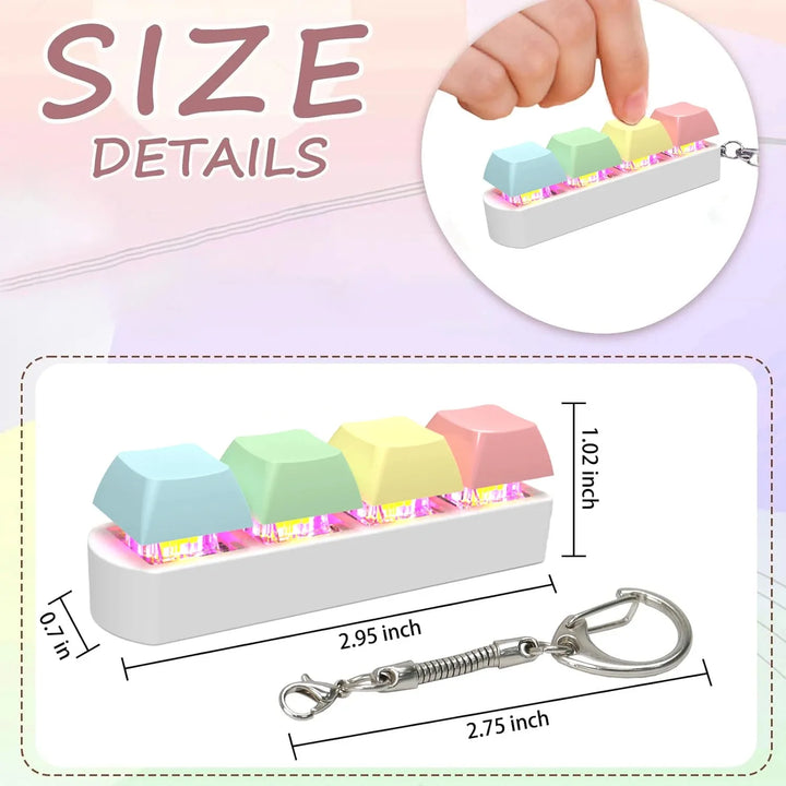 Keyboard Fidget Toy LED Keychain 4 In 1 Stress Relief