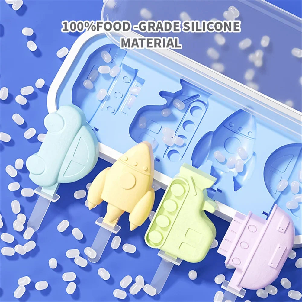 Reusable Silicone Ice Cream Mold and Ice Pop Maker - Food Grade, Non-Stick, Easy to Clean, Temperature Resistant