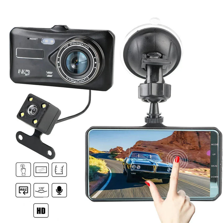 Car DVR Dual Lens DashCam 4" HD 1080P 32 GB Touch Screen Video Recorder