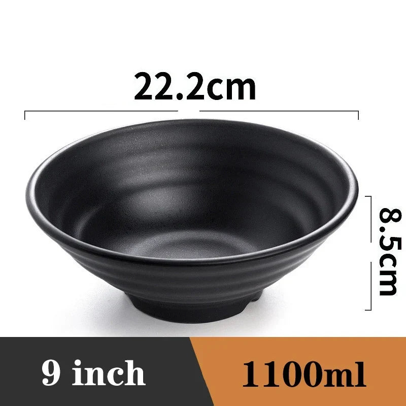 Ramen Bowl Black Plastic Japanese Style Noodle Bowl