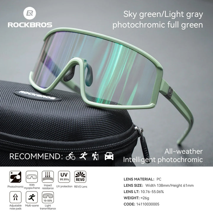 Cycling Sunglasses Polarized UV400 Anti-Fog Photochromic Outdoor Eyewear All-Season Non-Slip Unisex