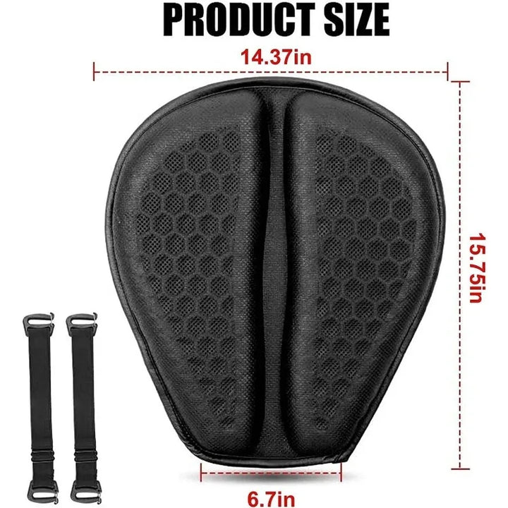 Motorcycle Gel Seat Cushion 3D Honeycomb Pressure Relief Anti-Slip Pad Long Ride Comfort