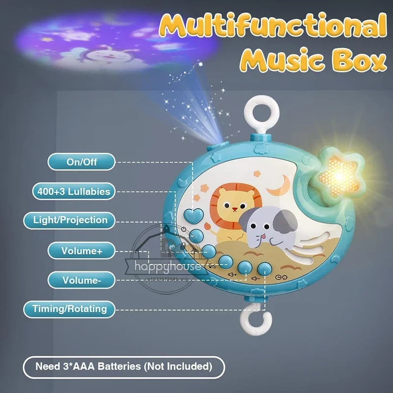 Musical Baby Mobile Projection Remote Newborn Sensory Toys