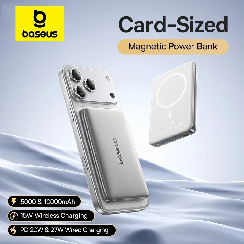 Ultra-Slim Magnetic Power Bank – Card-Sized 10000mAh PD 27W &amp; 5000mAh PD 20W Wireless Charging 2026