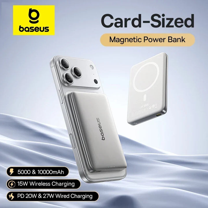 Ultra-Slim Magnetic Power Bank – Card-Sized 10000mAh PD 27W &amp; 5000mAh PD 20W Wireless Charging 2026