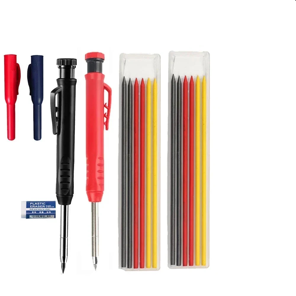 Professional Carpenter Pencil Metal Long Head Deep Hole Marker Tool for Woodworking