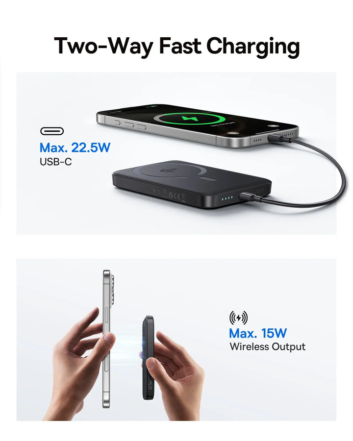 Qi2 Magnetic Power Bank 10000mAh – 15W Wireless &amp; 22.5W USB-C Charging for iPhone &amp; Samsung 2026