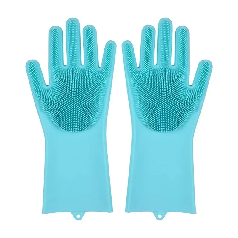 Silicone Dishwashing Gloves with Scrubber - Eco-Friendly Household Cleaning Tool