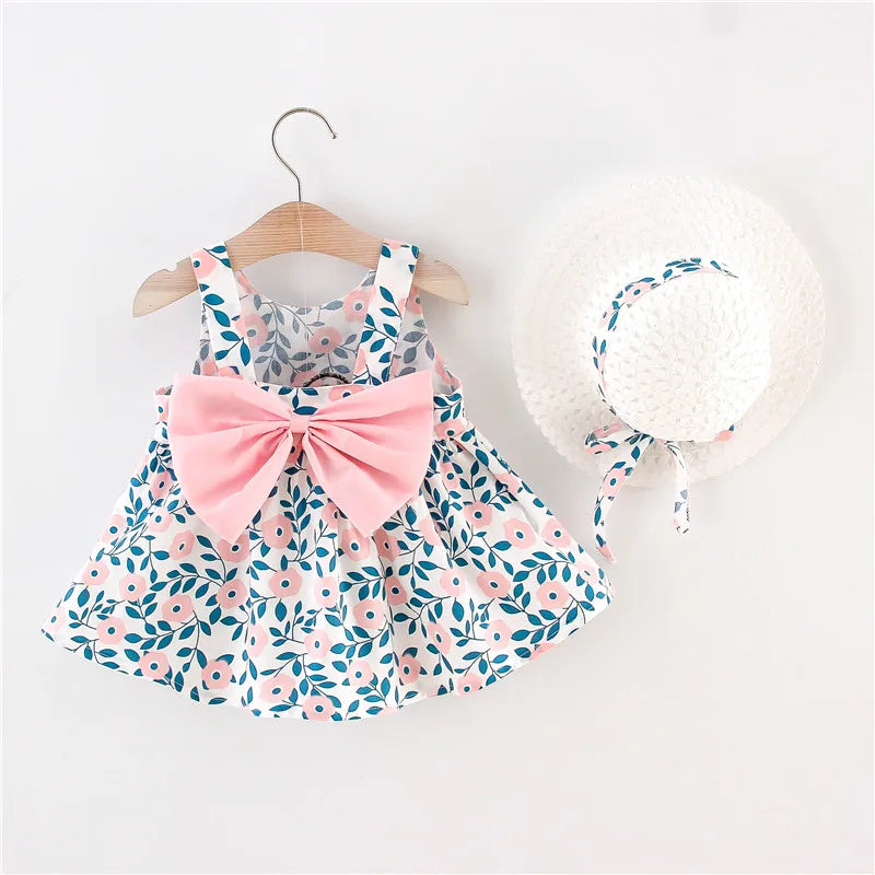 Soft baby girl dress – floral a-line, flowy cotton-polyester, for summer beach party