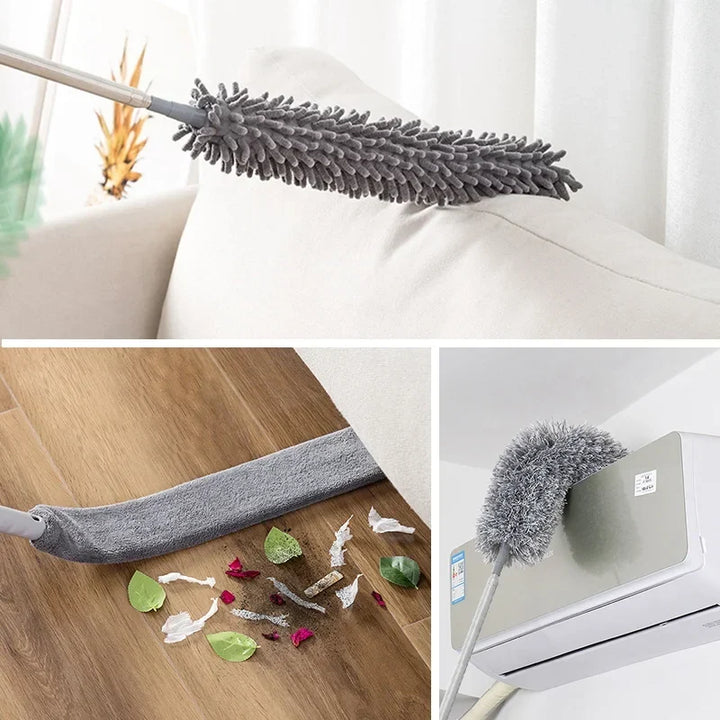 Microfiber Cleaning Tool Set - 4PCS Long Handle Duster &amp; Brushes for Household Cleaning