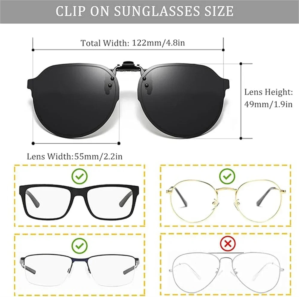 Clip-On Sunglasses Polarized UV400 Flip Up Clip Night Vision Clip Universal Goggles For Driving And Fishing Summer 2026