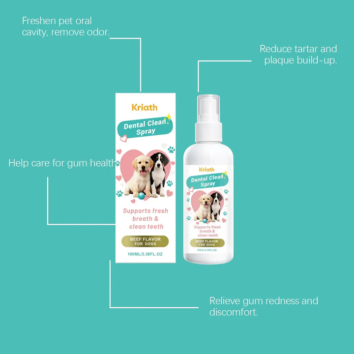 Pet Oral Care Spray 100ml – Natural Bad Breath Freshener Dog Cat Teeth Cleaning Plaque Reducer 2026