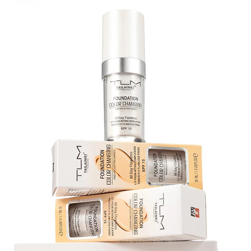 colour-Changing Liquid Foundation with SPF - Long-Lasting Waterproof Oil-Control Sunscreen Cream 30ml