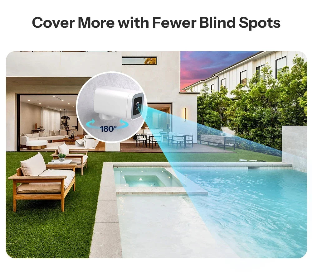 Outdoor Security Camera 2K HD AI Human Detection IP65 Weatherproof 180 Degree Pan Fall 2026 Works With Alexa Google Home