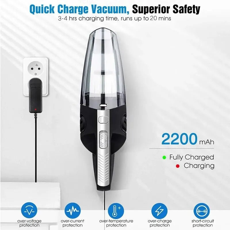 Portable Cordless Handheld Vacuum Cleaner - Powerful Cyclone Suction, Quick Charge for Home &amp; Car Cleaning