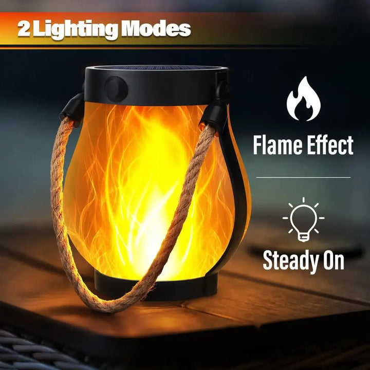 Solar Lantern Lights with Flickering Flame Effect for Outdoor Garden and Patio Decor, Dual Charging Modes, Waterproof Design